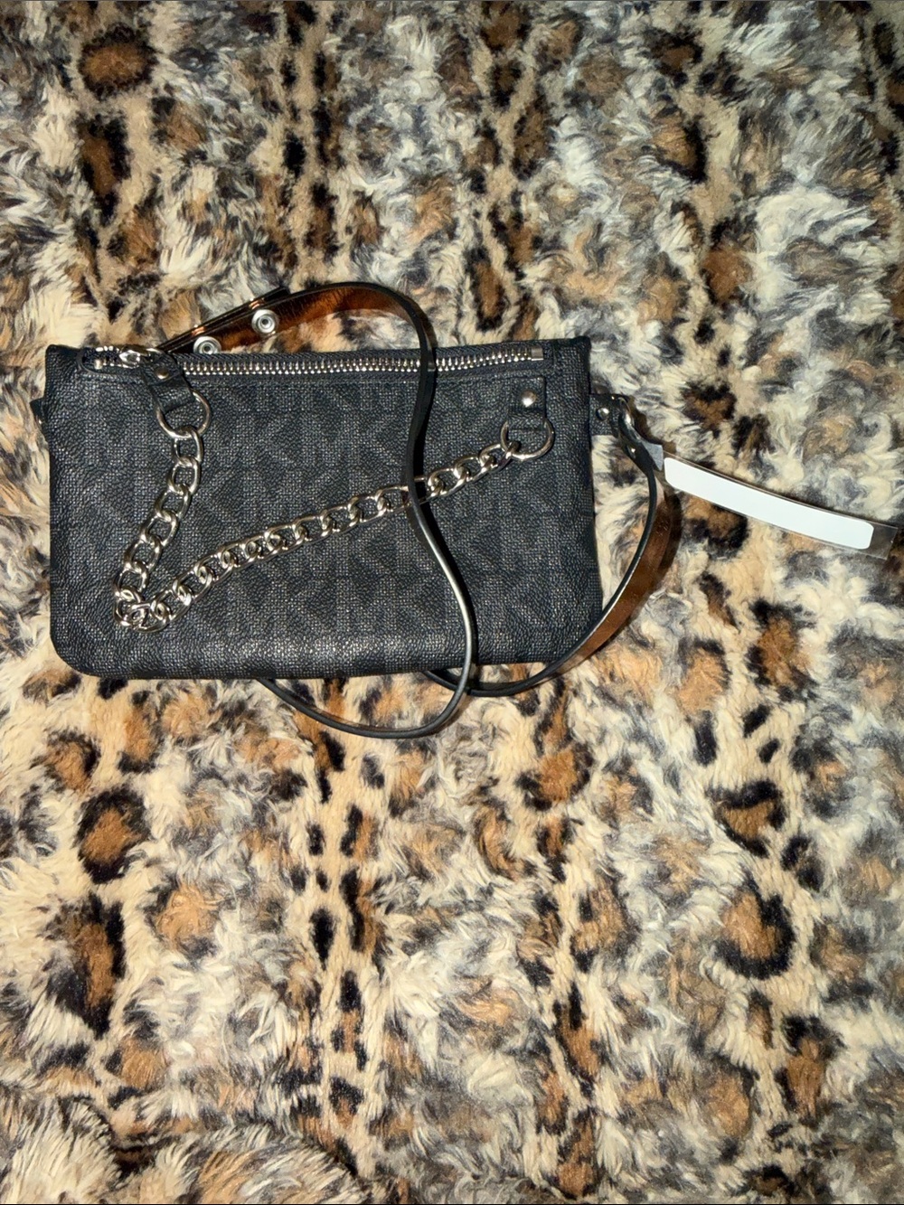 Michael Kors Black Logo Chain-Accent Crossbody Bag